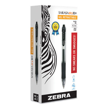 Zebra® Sarasa Dry Gel X20 Gel Pen, Retractable, Bold 1 Mm, Black Ink, Smoke Barrel, Dozen freeshipping - TVN Wholesale